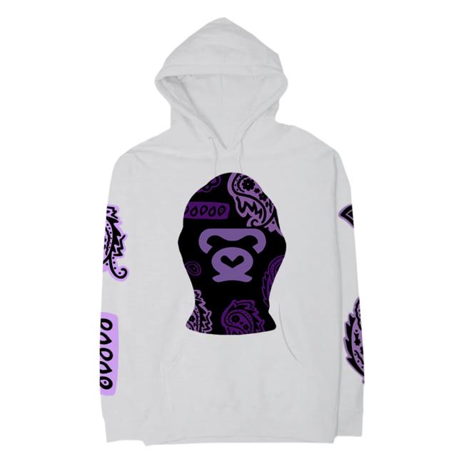 Official GloRilla Merch Store Paisley Ski Mask Crew (Grey) GloRilla Apparel Clothing Shop Glo Rilla