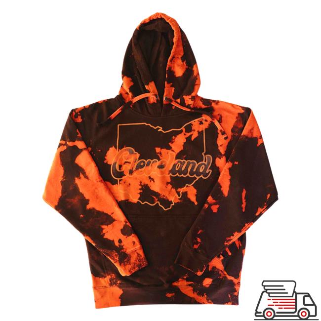 Official Ohio Clothing Merch Cleveland Tie Dye Crew neck Brown Ohioclothing Tie-dye