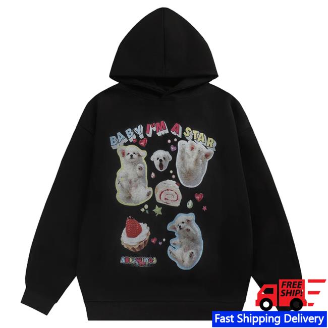 Official Lemandik Dog Print Hooded Sweatshirt Black