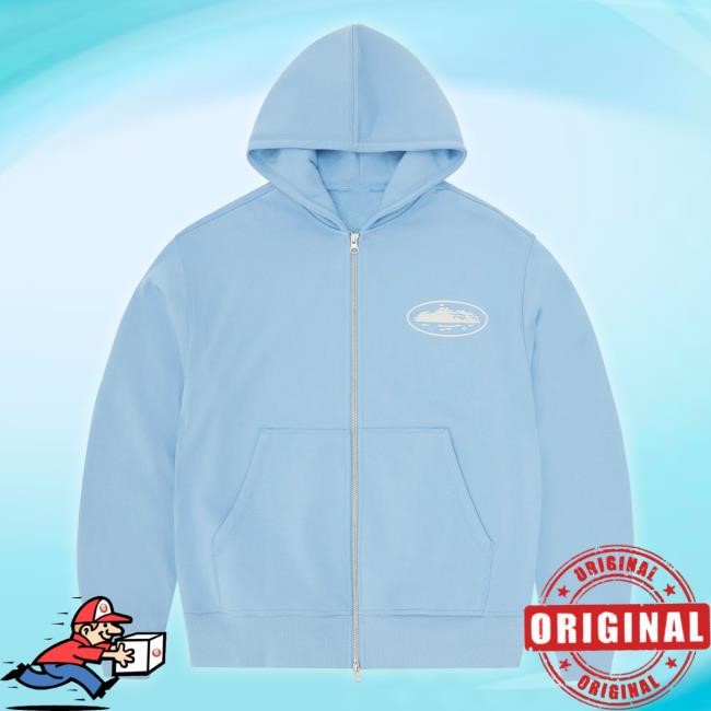 Official Corteiz Island Zip Pullover Hoodie [Baby Blue]