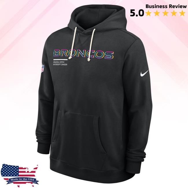 Official Denver Broncos Men's Nike Black Denver Broncos 2025 NFL Crucial Catch Sideline Standard Issue Dri-FIT Hoodies DenverBroncos