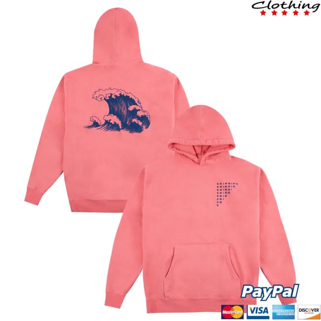 Official Mac Miller Merch Store Mac Miller Swimming Wave Heavyweight Sweaters Coral Mac Miller Clothing Apparel Shop MacMiller