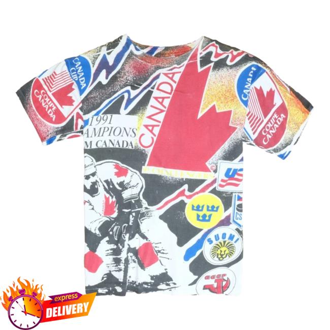 Official Vintage Team Canada Hockey World Championship T Shirt 3D All Over Print 1991 90S