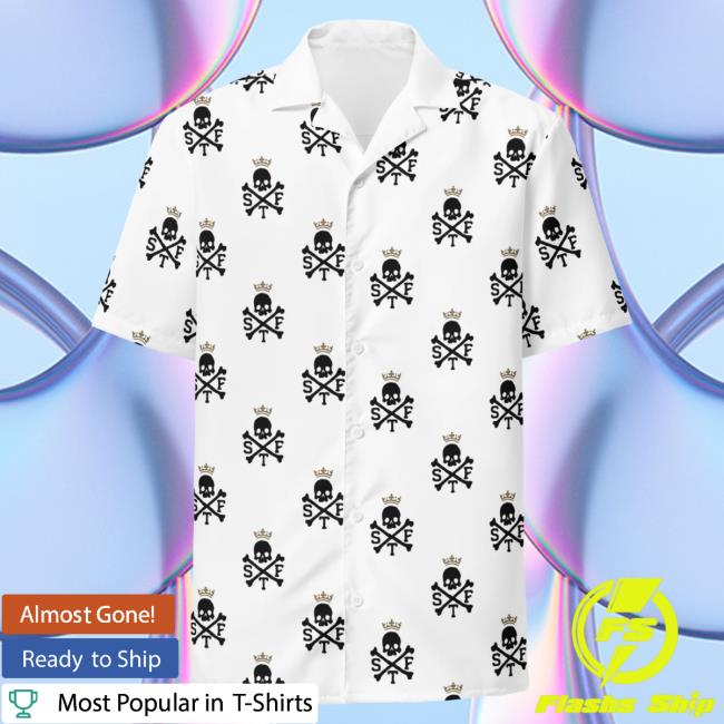 Official Glenn Beck Merch Store STF Skull & Bones Hawaiian New Shirt - White Glenn Beck Apparel Clothing Shop GlennBeck