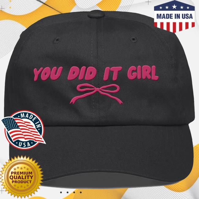 Official Momlifewithlaura You Did it Girl Bow - Hot Pink/Black Cap