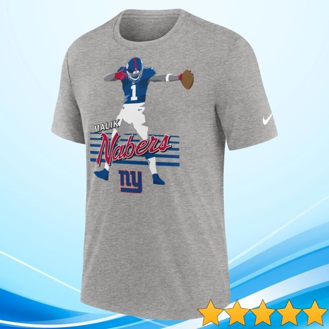 Official Men's Nike Malik Nabers Heather Gray New York Giants Player Graphic T Shirt