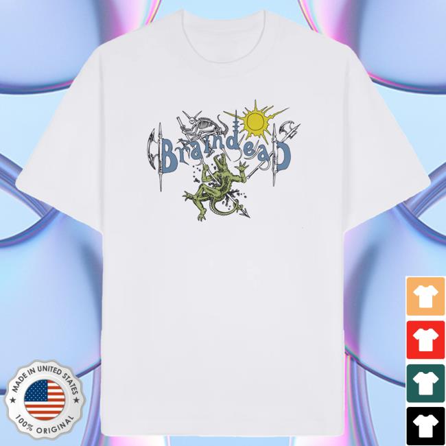 Official Brain Dead Merch Store We Are Brain Dead Lizard Man T-Shirt - White Brain Dead Apparel Clothing Shop BrainDead