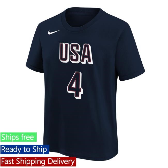 Stephen Curry Merch - Warriors Shop | Stephen Curry Navy Usa Basketball 2024 Summer Olympics Name & Number Shirts