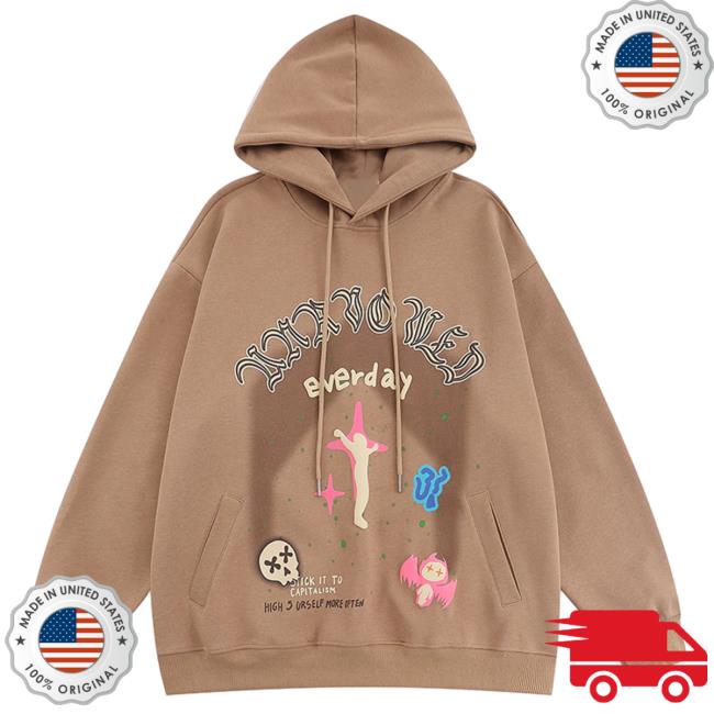 Official Lemandik Gothic Style Hoodie Star and Skull Coffee