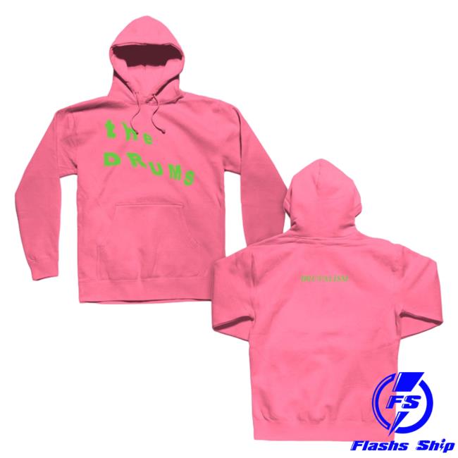 Official Kings Road Merch Store The Drums Slant Neon Green Logo Hood (Pink)