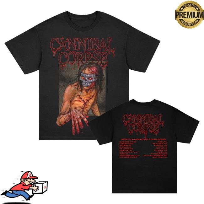 Official Cannibal Corpse Merch Cannibal Corpse Head Wound 2025 Tour T Shirt (Black)