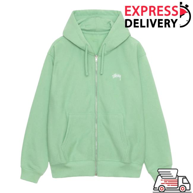 Stussy Clothing Store Shop Merch Stock Logo Zip Up Pullover Sweatshirt Zephyr Green Apparel