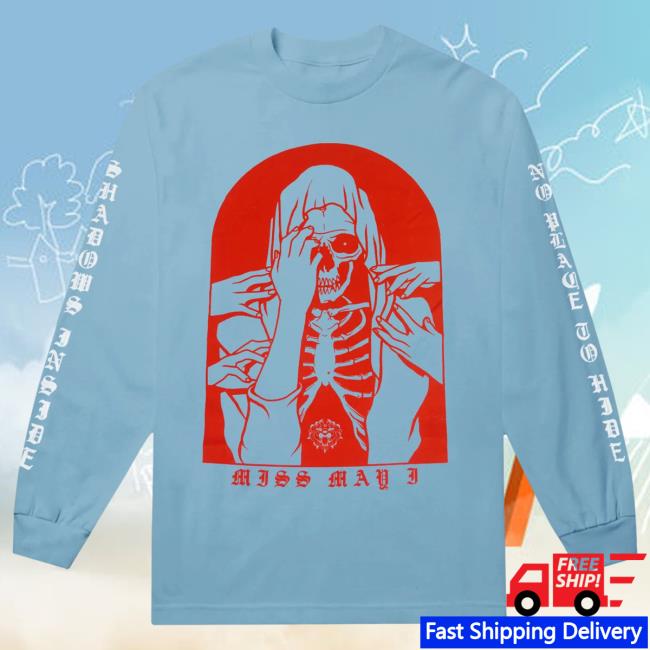 Official Merch Now Now Miss May I Nowhere To Hide Light Blue Long Sleeve Shirt MerchNow