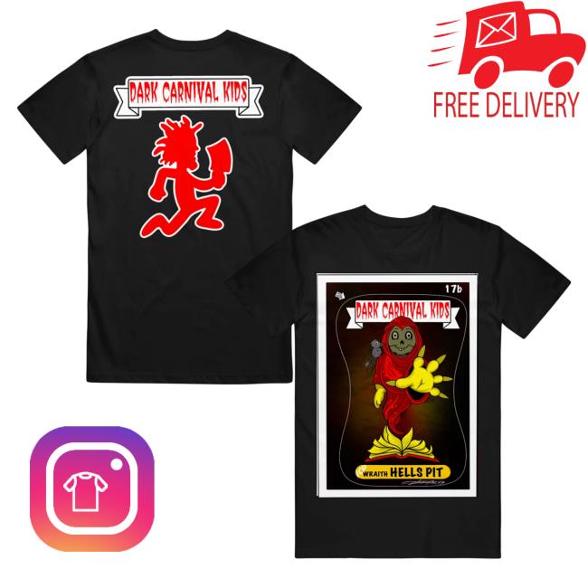 Official Icp Merch Clothing Store Insane Clown Posse Dark Carnival Kids Hell's Pit Black Hot Shirt
