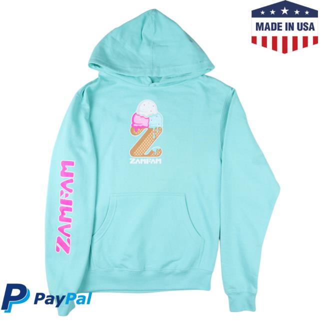 Official Rebecca Zamolo Merch Store Ice Cream Zamfam Sweatshirts Teal RebeccaZamolo Shop