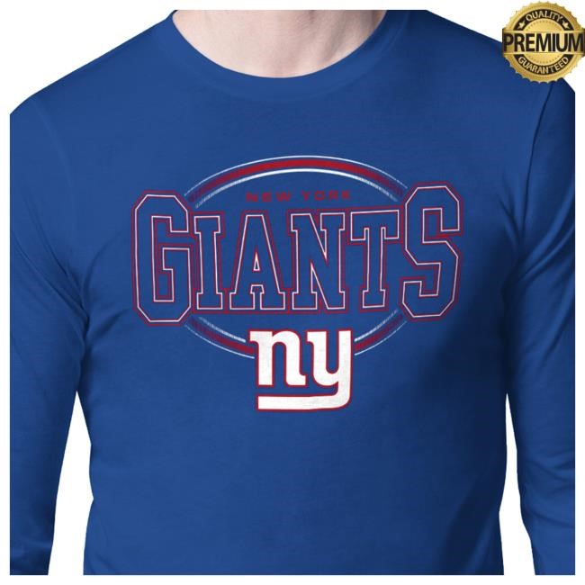 Official New York Giants Clothing Men's Starter Royal New York Giants Team Track Graphic Long Sleeve Hot Shirt NewYorkGiants